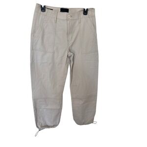 White House Black Market Crop Pants Drawstring Beige Casual Womens